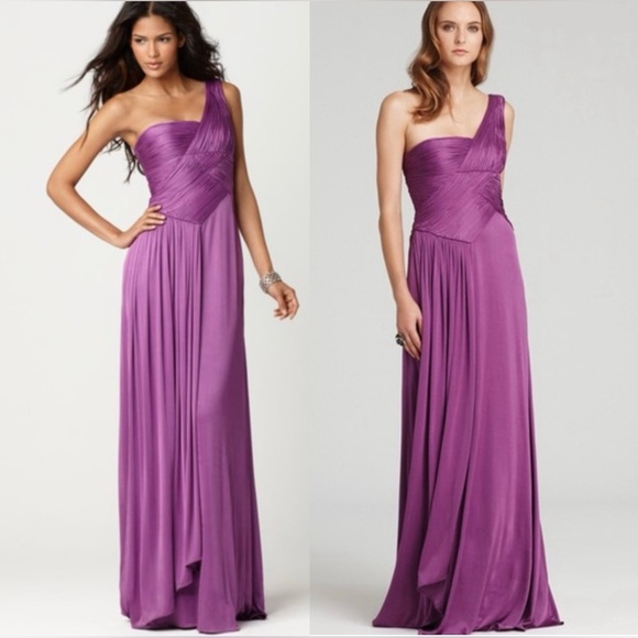 NWOT BCBGMAXAZRIA Nikita One Shoulder Maxi Dress In Purple. Size XXS - Picture 1 of 15